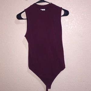 Dark burgundy bodysuit turtle neck